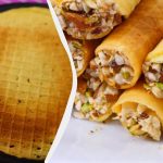 Sprø vaffelrør med kondensert melk, fløte og nøtter: trinnvis oppskrift